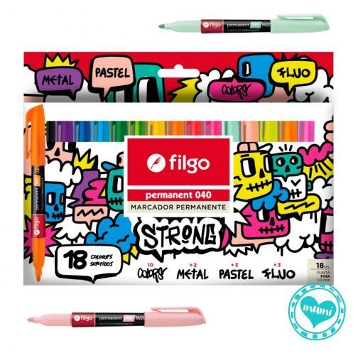 filgo marcador permanente 040 18 colores mumi diseño divertido