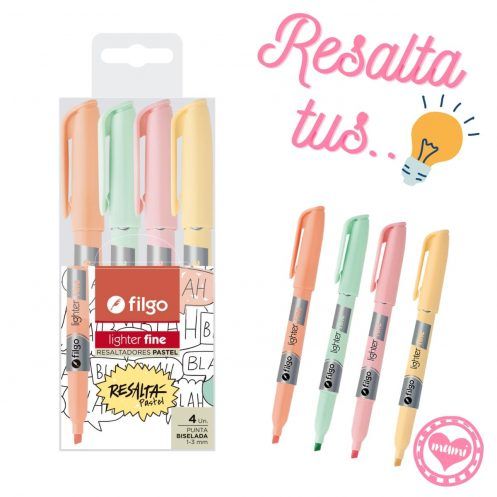filgo resaltador pastel lighter fine por 4 mumi diseño divertido