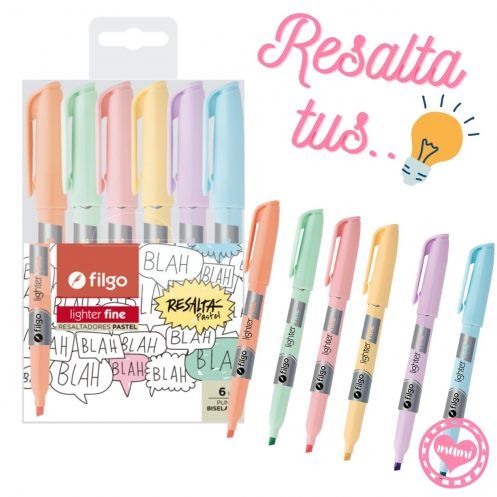 filgo resaltador pastel lighter fine por 6 mumi diseño divertido