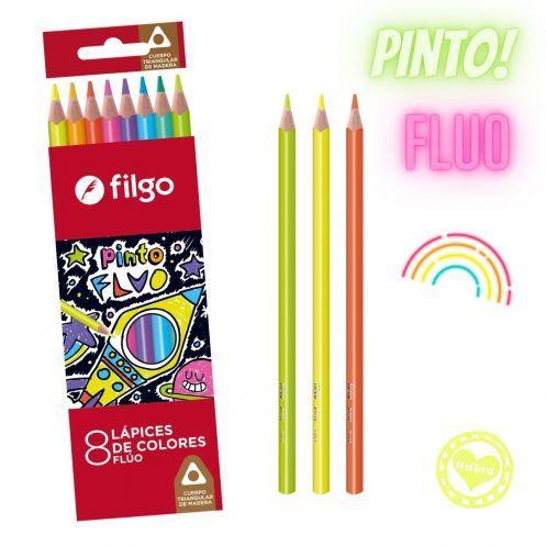filgo pinto fluo lapiz por 8 1 lapices de colores mumi diseño divertido
