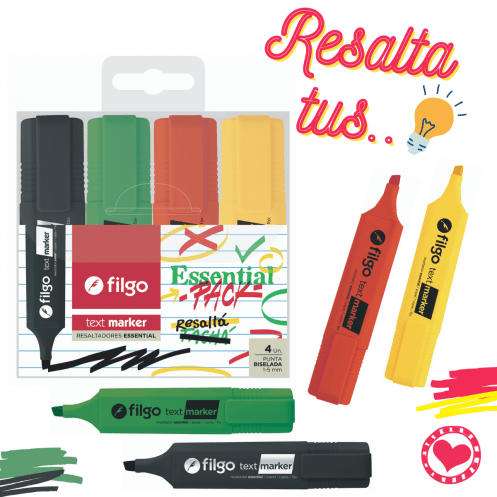 FILGO Resaltadores essential text marker mumi diseño divertido