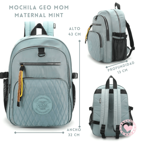 Mochila Chimola Geo Mom Maternal Mint