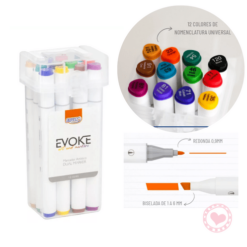 Marcadores Dual Marker Pro Doble Punta Evoke Brw x12 Colores