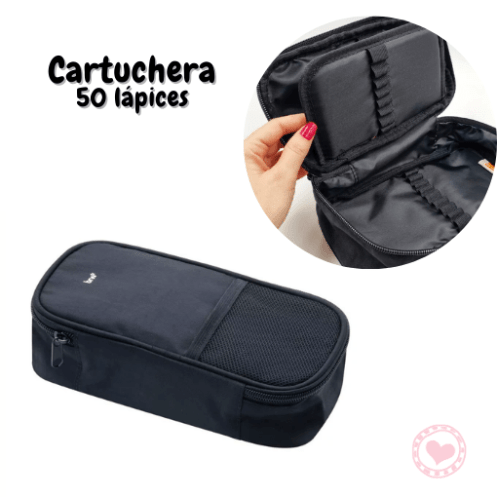 Cartuchera Canopla Para 50 Lapices Impermeable 1 Cierre Brw Color Negro