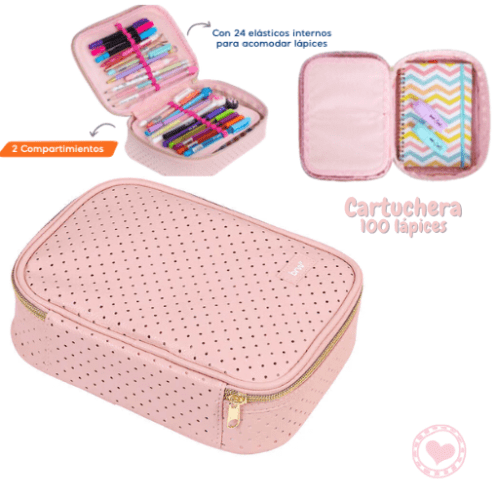 Cartuchera Box para 100 Lápices Diseño Perforado Brw Color Rosa