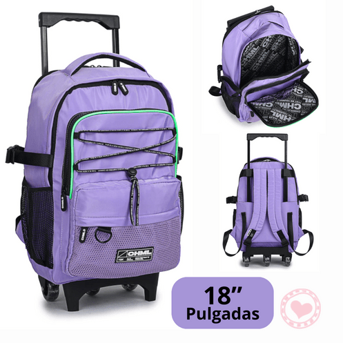 Mochila Chimola Carro Elásticos 18" - Light Purple