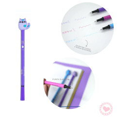 Microfibra Marcador Color Pastel Brw Fantasia Diseño Gatito Violeta