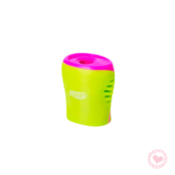 Sacapuntas Plástico Engomado con Depósito Brw Verde/Fucsia