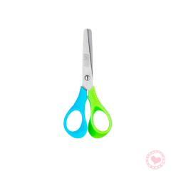Tijera Escolar Acero Inox Punta Red C/regla 13cm Bicolor Brw Celeste-Verde