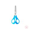 Tijera Escolar Acero Inox Punta Red C/regla 13cm Bicolor Brw Azul-Celeste