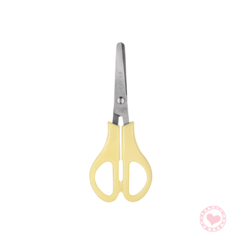 Tijera Escolar Acero Inox Punta Red C/regla 13cm Brw Amarillo