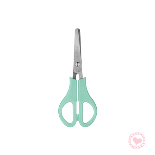 Tijera Escolar Acero Inox Punta Red C/regla 13cm Brw Verde Agua