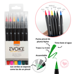 Marcador Brush Pen Punta Pincel Brw Blíster x6 Colores Clásicos