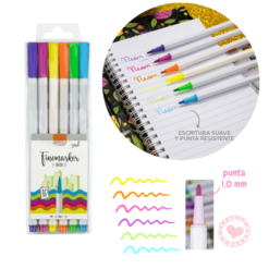 Macrofibras 1.0mm Finemarkers Colores Neón BRW Blíster x6