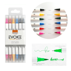 Marcador Brw Dual Brush Pen Doble Punta Brush Pen y Microfibra Blíster x6 Colores Clásicos