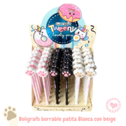 Boligrafo Tweeny Borrable Expo IbiCraft Patita Gato Blanco c/Beige