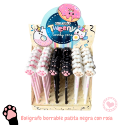 Boligrafo Tweeny Borrable Expo IbiCraft Patita Gato Negra c/Rosa