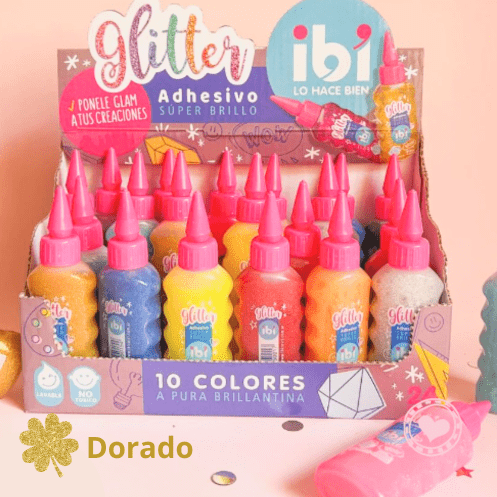 Adhesivo Glitter Ibi Craft x30ml Dorado