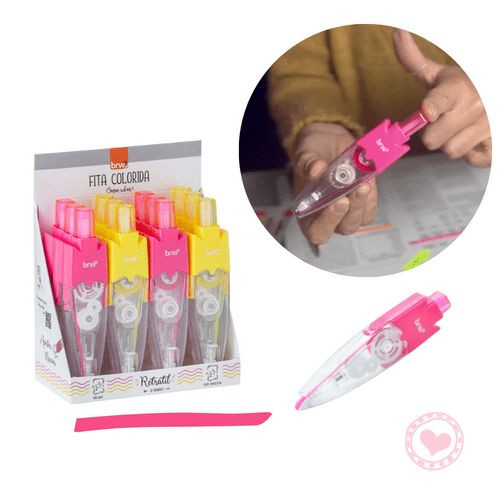 Resaltador En Cinta Retractil Colores Neón BRW x1 Fucsia