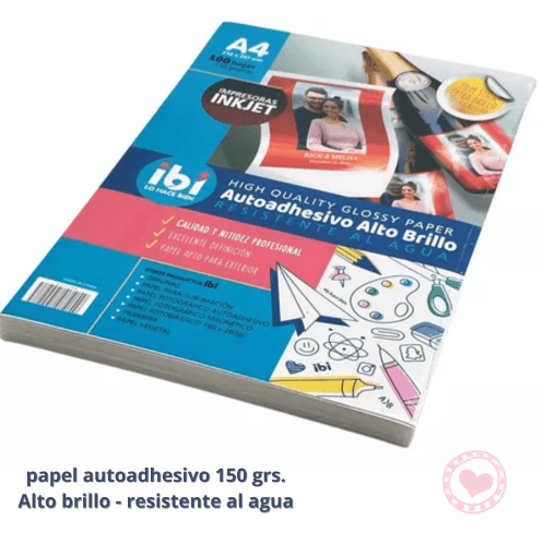 Film Glossy Sticker Ibi Craft 150grs. A4 x20hojas R/Agua