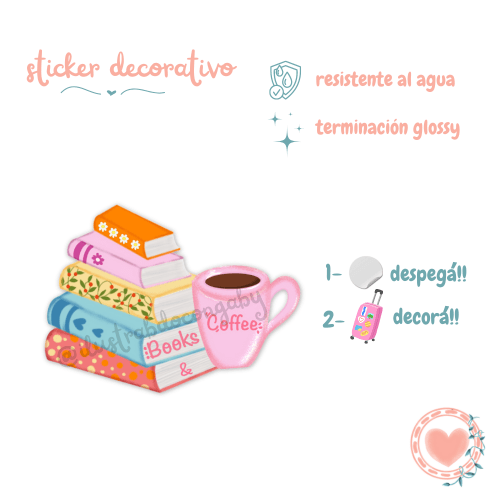 Sticker Decorativo Books & Coffee