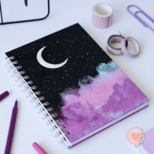 Cuaderno A5 T/D Rayado Punto Cero Luna en el cielo
