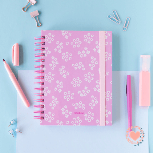 MI Cuaderno A5 Punto Cero ♥ Florcitas rosadas