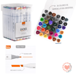 Marcadores Artísticos Dual Marker Pro Doble Punta Evoke Brw x36