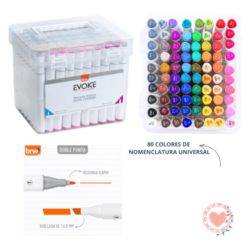 Marcadores Artísticos Dual Marker Pro Doble Punta Evoke Brw x80