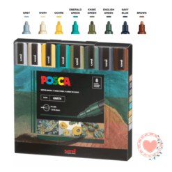 uni POSCA Marcadores PC-5M Estuche por 8 Colores Earth