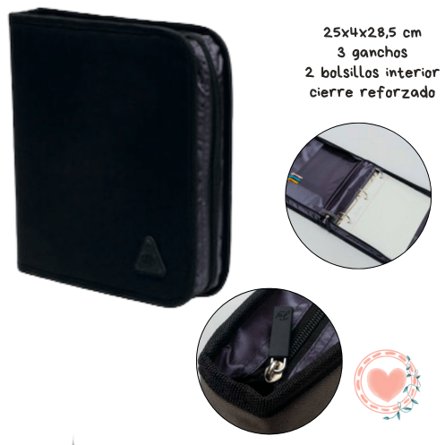 Carpeta FW con cierre escolar N°3 Linea Classic Negro Cod. 201288