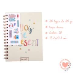 Cuaderno Spirit Espiral 80hjs + Stickers 3D JOY Cod. 115140