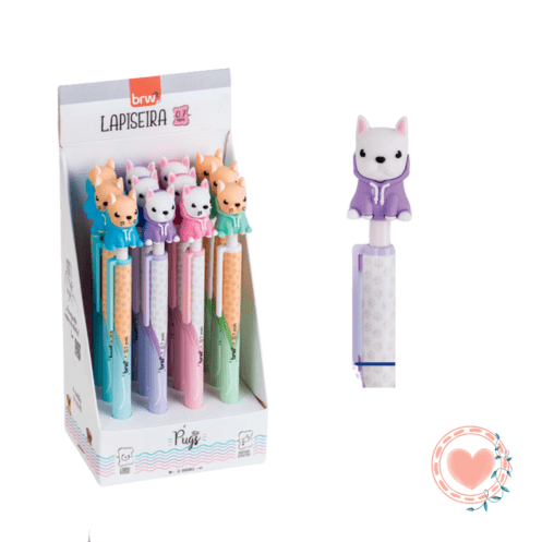 Portaminas 0.7mm Diseño Pug Dog Lila x1 BRW