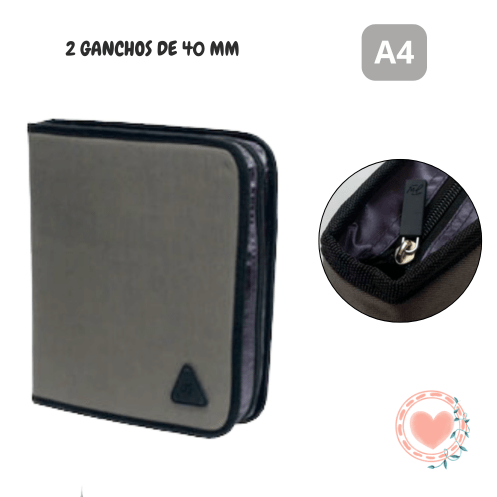 Carpeta FW A4 con Cierre Clasic Gris