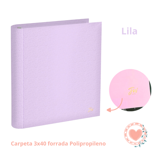 Carpeta 3×40 FW Forrada Polipropileno Pastel Lila