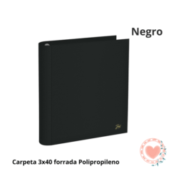 Carpeta 3×40 FW Forrada Polipropileno Negro