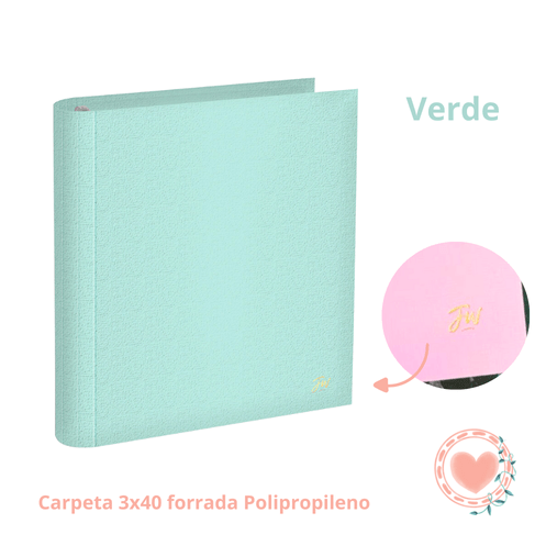 Carpeta 3×40 FW Forrada Polipropileno Pastel Verde
