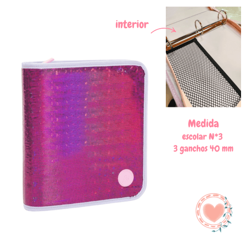 Carpeta Escolar c/Cierre 3×40 FW Rock Fucsia