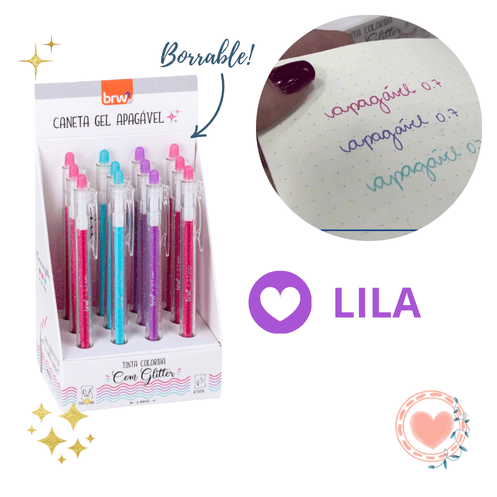 Boligrafos Borrables Gel Color Glitter 0.7mm Lila BRW