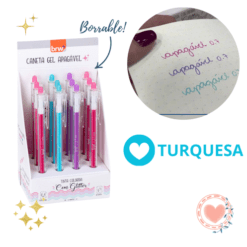 Boligrafos Borrables Gel Color Glitter 0.7mm Turquesa BRW