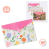 Sobre Estampado FW c/Broche A4 Cute Flores Solapa Fucsia