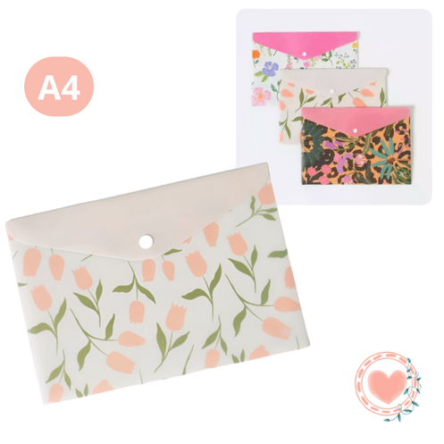 Sobre Estampado FW c/Broche A4 Cute Flores Beige