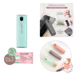 Limpiador de Pantallas Portátil con Spray y Microfibra Verde Agua