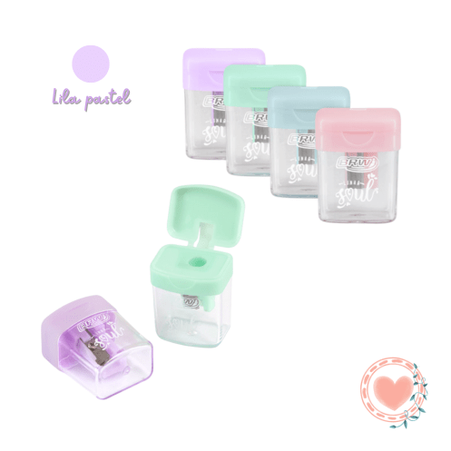 Sacapuntas Plástico C/Deposito Colores Pastel BRW Lila