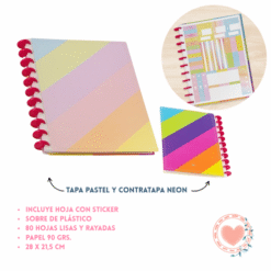 Cuaderno Inteligente de Disco Multicolor Diseño ENJOY 80Hojas BRW