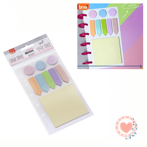 Notas Adhesivas Múltiples para cuaderno de disco Color Pastel Brw