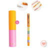 Boligrafo FW Colorblock Con Tapa Naranja y Cuadros