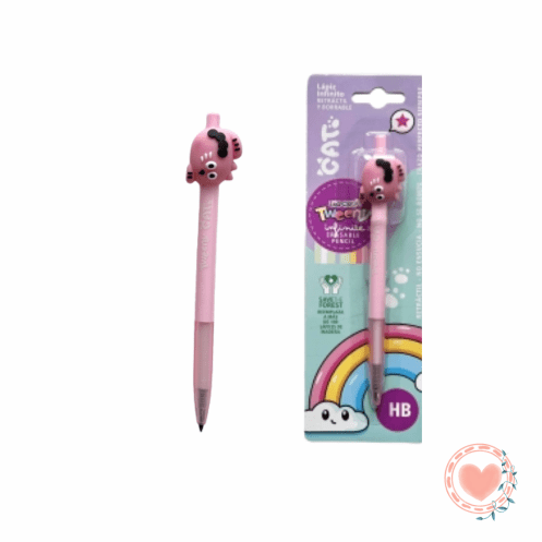 Lápiz Infinito Ibicraft Retractil Gatito Rosa