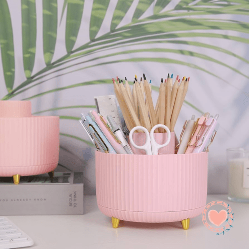 Organizador Giratorio 360 Para Escritorio Rosa Pastel