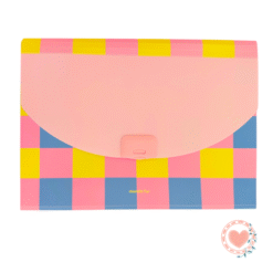 Carpeta FW A4 Clasificadora 12 Divisiones Fuelle Color Block Tapa Rosa